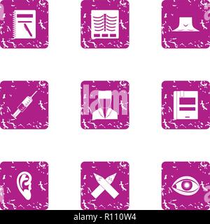 Inpatient icons set, grunge style Stock Vector