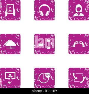 Report online icons set, grunge style Stock Vector