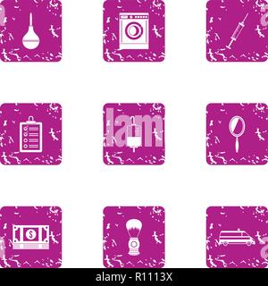 Money pack icons set, grunge style Stock Vector