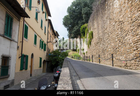 The road up to the Forte di Belvedere on the Southbank of the River Arno in Florence, Italy Europe Stock Photo