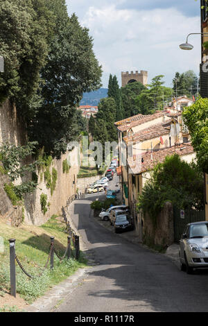 The road up to the Forte di Belvedere on the Southbank of the River Arno in Florence, Italy Europe Stock Photo