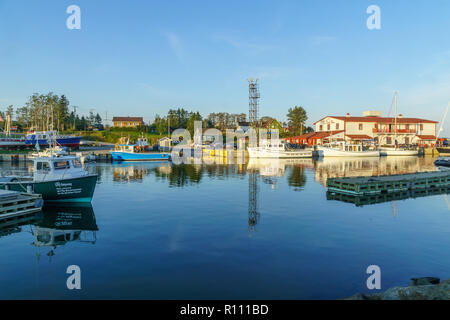 L-Anse-a-Beaufils, Canada - September 14, 2018: View of the quay in L-Anse-a-Beaufils, Gaspe Peninsula, Quebec, Canada Stock Photo