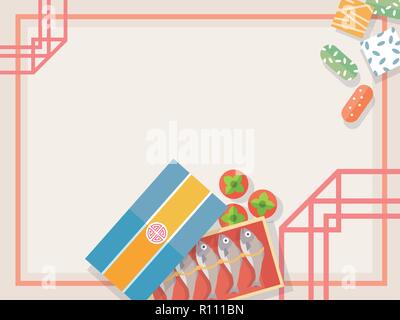 Korean ornament for blank template. banner, greeting card design vector illustration 060 Stock Vector