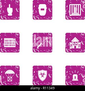 Freight delivery icons set, grunge style Stock Vector