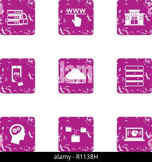 Notice icons set, grunge style Stock Vector