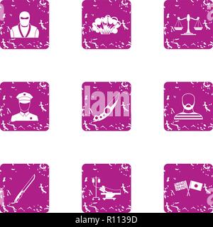 Friendship of nations icons set, grunge style Stock Vector