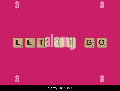Scrabble tiles spells out   Motivational quote Scrabble Blocks Letters Pink Red Background Life quote Induce Alphabet Stock Vector