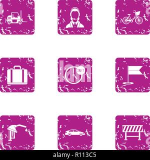 Permanent icons set, grunge style Stock Vector