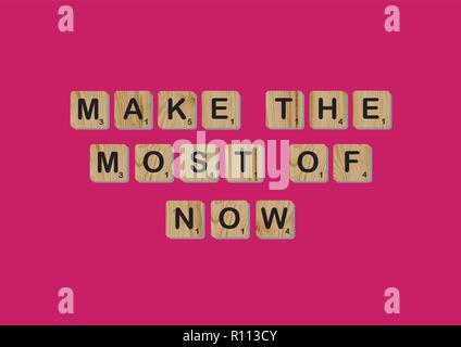 Scrabble tiles spells out   Motivational quote Scrabble Blocks Letters Pink Red Background Life quote Induce Alphabet Stock Vector