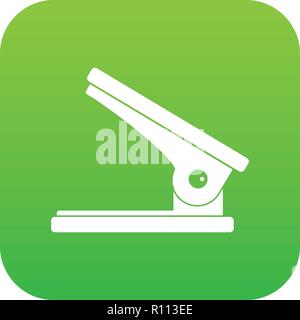 Office paper hole puncher icon digital green Stock Vector