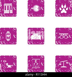 Medical rest icons set, grunge style Stock Vector