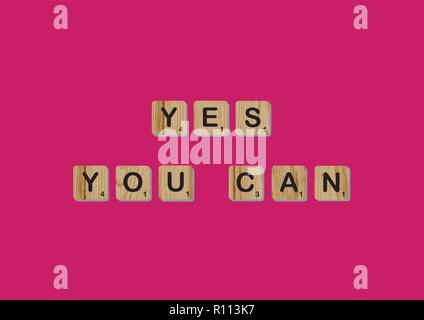 Scrabble tiles spells out   Motivational quote Scrabble Blocks Letters Pink Red Background Life quote Induce Alphabet Stock Vector
