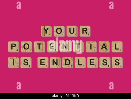 Scrabble tiles spells out   Motivational quote Scrabble Blocks Letters Pink Red Background Life quote Induce Alphabet Stock Vector