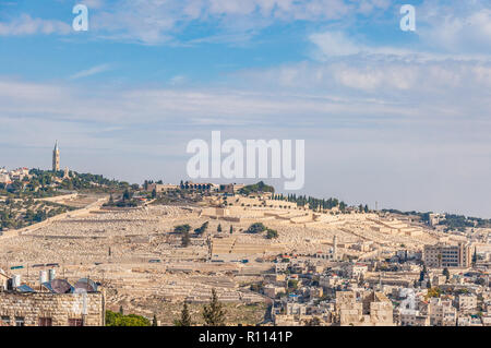 The ancient Jewish cemetery in the Olive mountain, Israel. Stock Photo