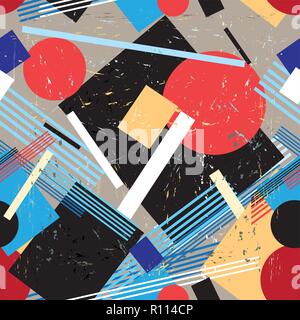 Abstract seamless pattern of bright geometric shapes on a neutral background. An example for booklets, business cards and wallpapers. Stock Vector