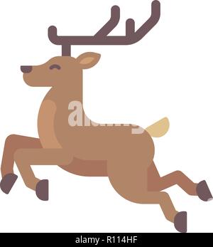 Running deer flat illustration. Christmas reindeer icon Stock Vector