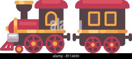 Toy train flat illustration. Christmas present icon Stock Vector