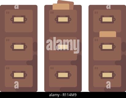 Library card catalog flat illustration. Old document storage icon Stock Vector