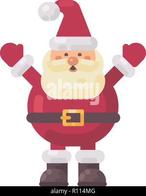 Cute fat Santa Claus flat illustration. Funny Christmas character icon Stock Vector