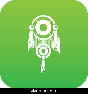 Native american dreamcatcher icon digital green Stock Vector