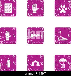 Nature of the error icons set, grunge style Stock Vector
