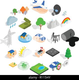 Flammable icons set, isometric style Stock Vector
