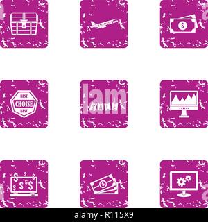 Way of sale icons set, grunge style Stock Vector