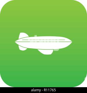 Blimp aircraft flying icon digital green Stock Vector