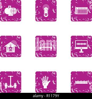 Futurism icons set, grunge style Stock Vector