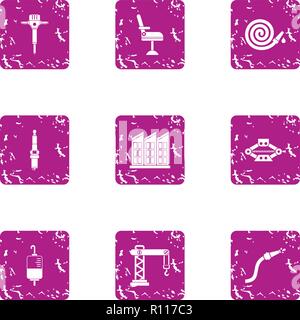 Accident icons set, grunge style Stock Vector