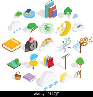 Woodland icons set, isometric style Stock Vector