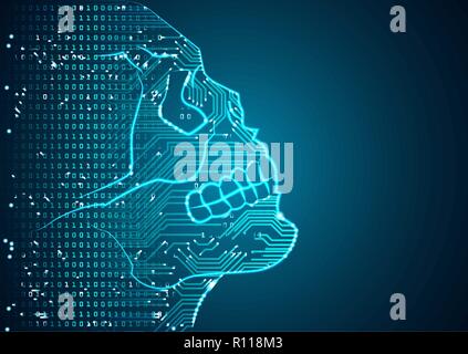 Big data and artificial intelligence danger concept. Stock Vector