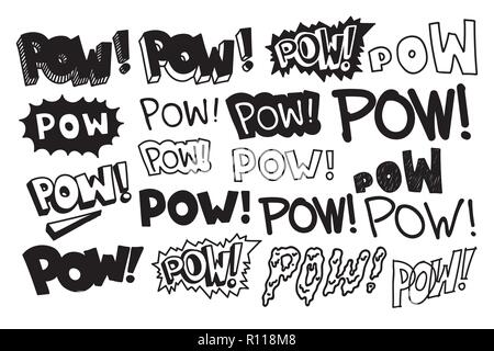 Typography slogan Pow text, universal short quote Stock Vector