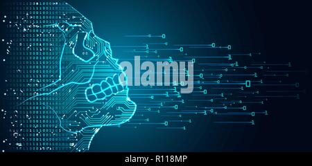 Big data and artificial intelligence danger concept. Stock Vector