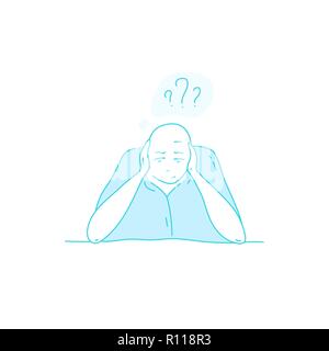 Sick stressed dizzy person Vector hand drawn illustration Stock Vector