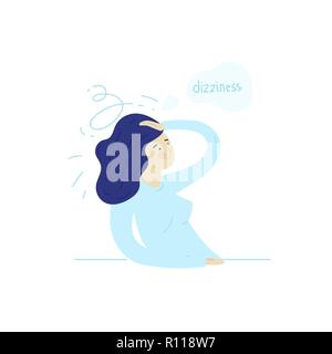 Sick stressed dizzy person Vector hand drawn illustration Stock Vector