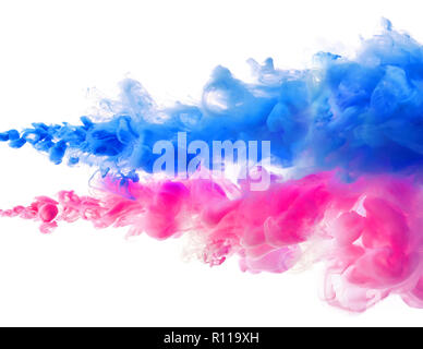 Abstract background with pink and blue ink. Stock Photo