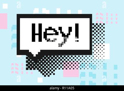 8 bit speech bubble shapes. Hey Stock Vector