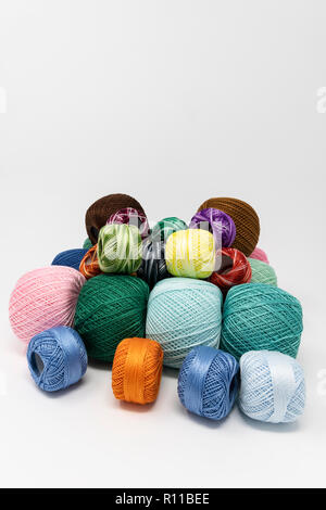 colored threads on the white background Stock Photo