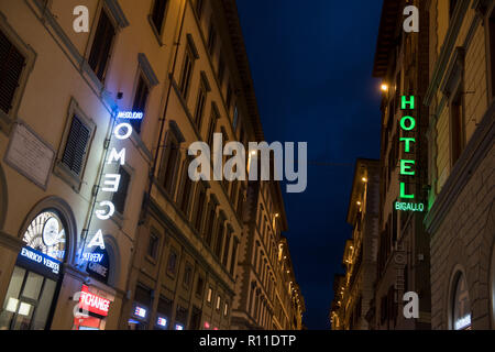 Evening blue hour in the centre of Florence, Italy Europe Stock Photo