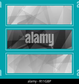 Set horizontal bright banners with empty place for text. Abstract graphic vector backgrounds. grey banner on blue backdrop templates for your projects. Stock Vector
