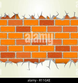 brick wall plaster cracks Stock Vector