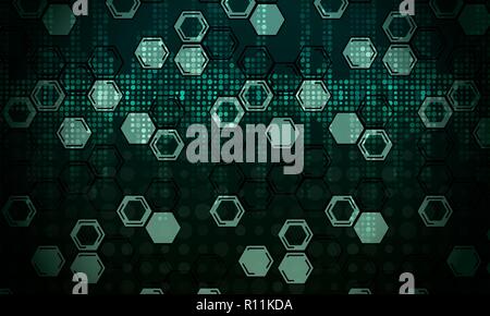 Abstract technological background from honeycombs and dots Stock Vector