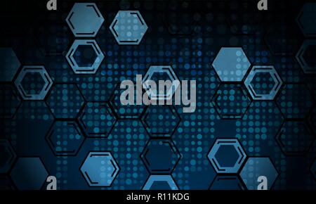 Abstract technological background from honeycombs and dots Stock Vector