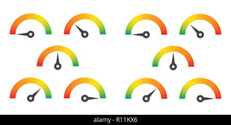 Meter sign infographic gauge element from red to green and green to red vector illustration Stock Vector