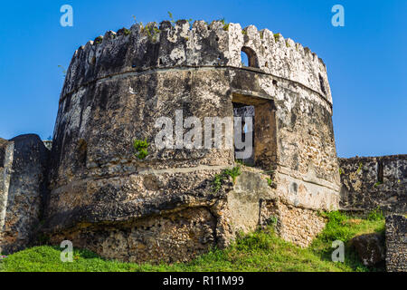 One of the towers of the Old Fort (Ngome Kongwe). Stone Town, Zanzibar, Tanzania. Stock Photo