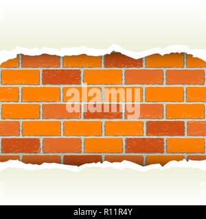 white torn paper brickwork background Stock Vector