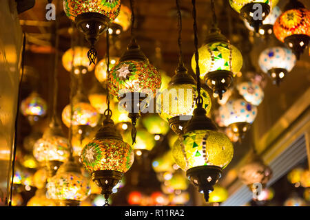 Multi colored lamps Grand Bazaar in Istanbul Stock Photo