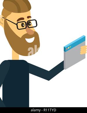 Man and software Stock Vector