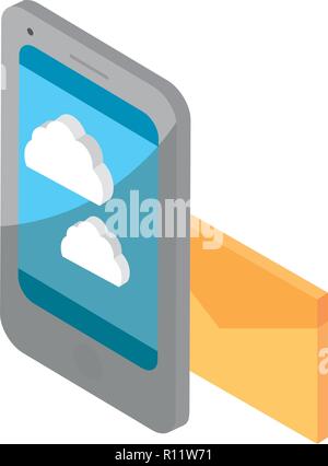 smartphone with cloud computing and envelope vector illustration design ...